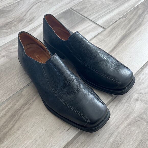 Sandro Men’s Black Leather Loafers Comfort Gel Dress Shoes 10.5 D Wide - Picture 5 of 12